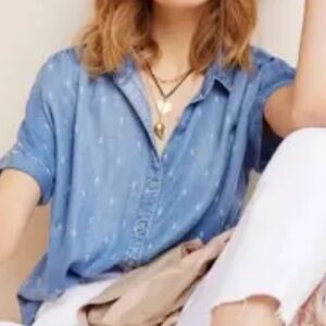 cloth & stone Light Chambray Button-Up Shirt Small